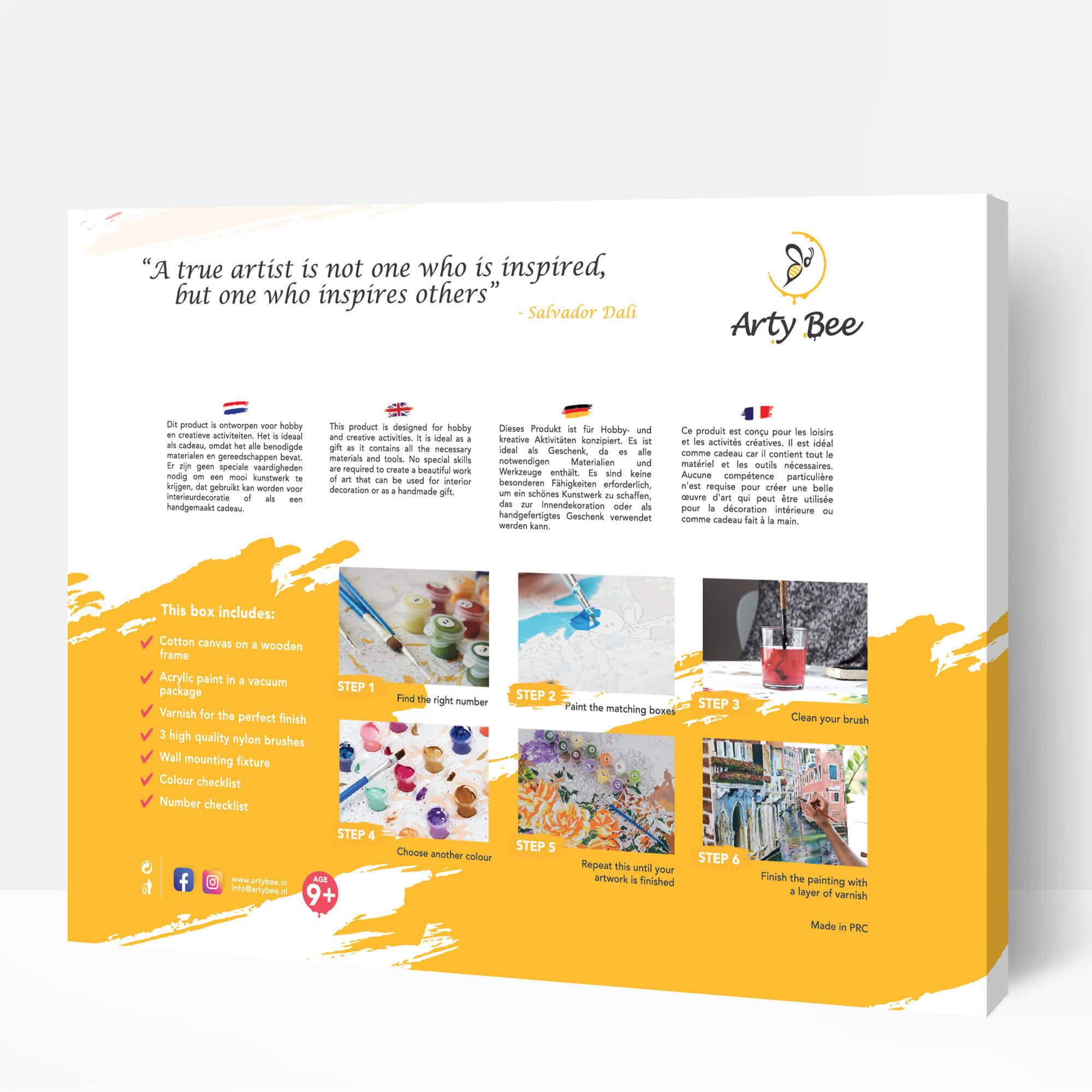 Arty Bee – Großhandel Bastelset – Bunter Pfau - Malen nach Zahlen für mehr Entspannung7