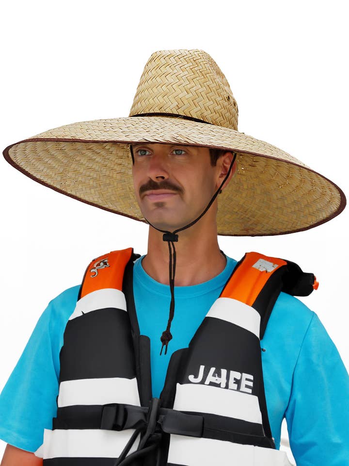 Extra Wide Dome Brim Straw Lifeguard Hat for wholesale by Cap Zone