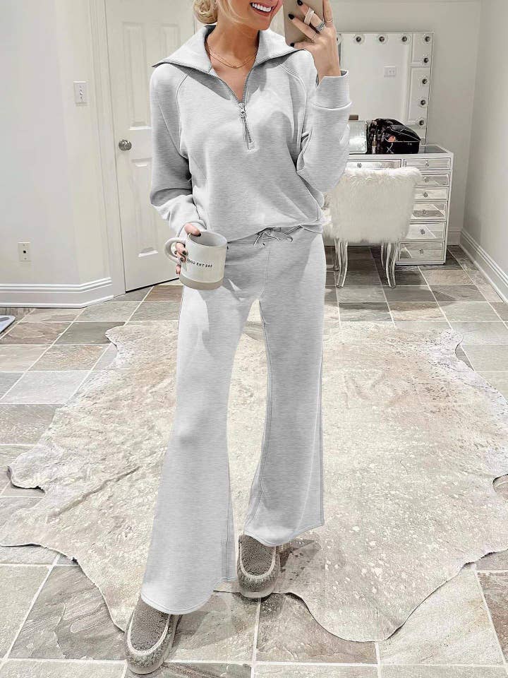 Queen Fashion - Wholesale Top & Skirt Set - Women's - long sleeved sweater wide leg pants two piece set63