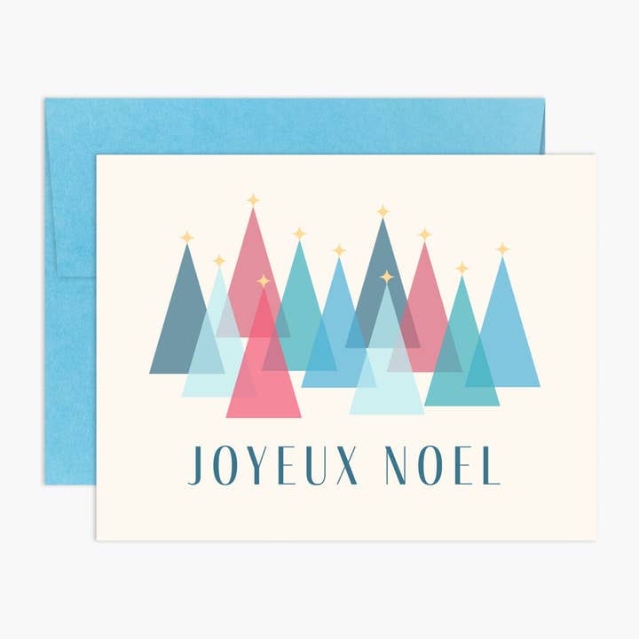 Joyeux Noel Trees Holiday Card for wholesale by Palmer Street Press
