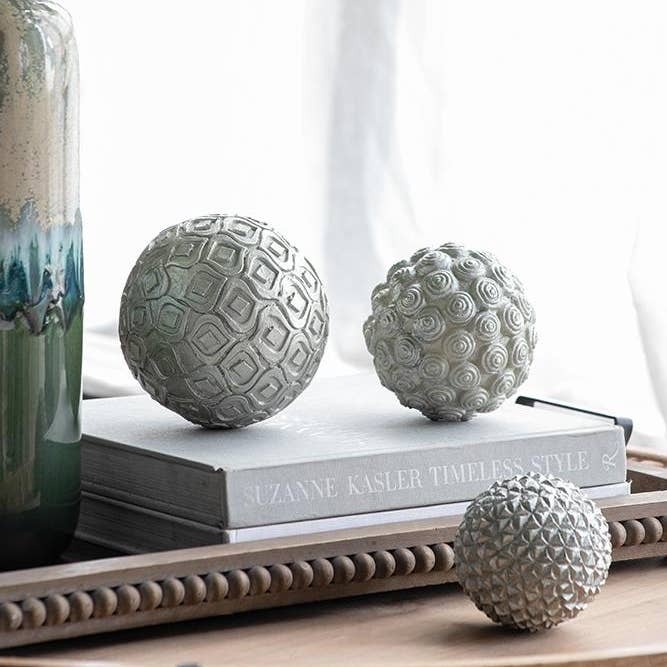 S/3 Nahara Silver Balls 8S/CTN L:5x5x5" M:4x4x4" S:3x3x3" for wholesale by A&B Home Group Inc.