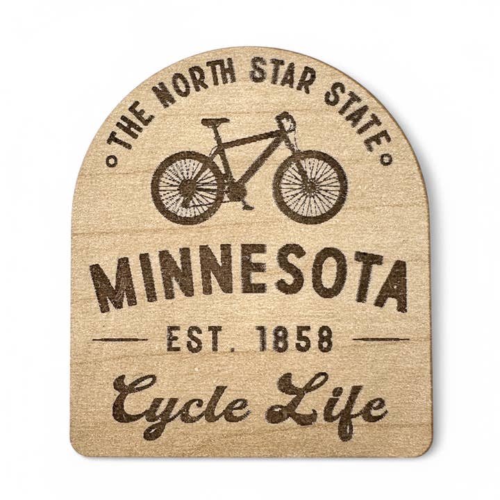 Minnesota Holzmagnet - Zyklusleben für den Großhandel von Eco Outfittings