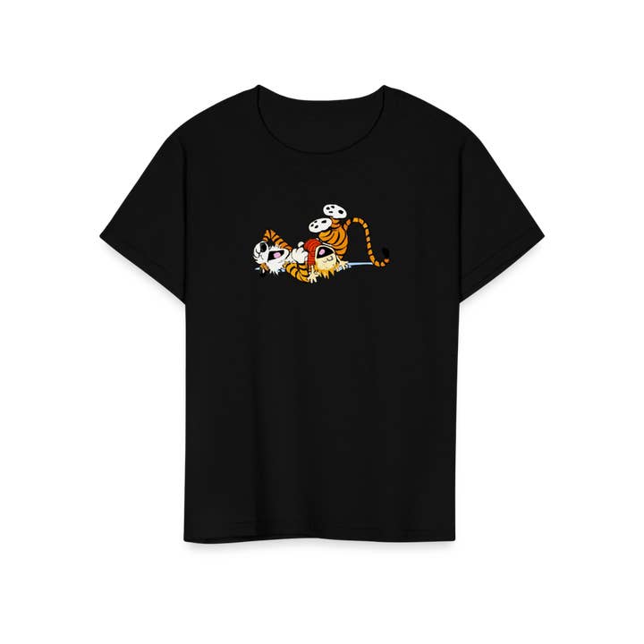 Art-O-Rama Shop – Engroshandel T-shirt med print - Unisex – Calvin og Hobbes griner på gulvet T-shirt12