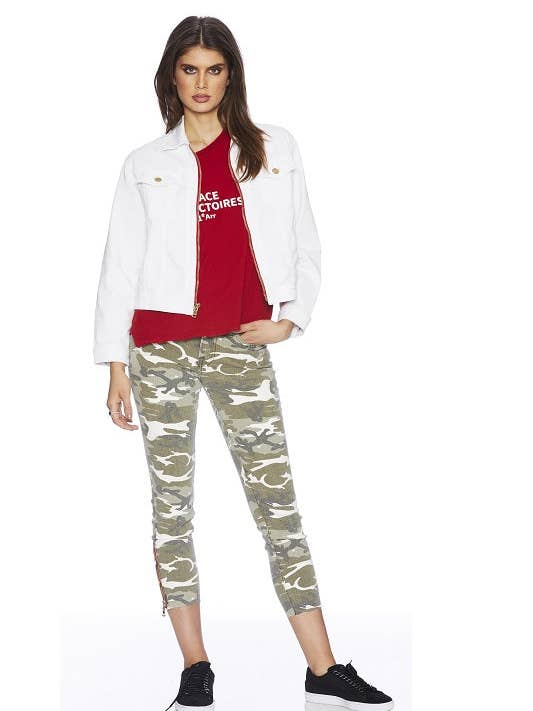 Jeans skinny taille haute à fermeture éclair pour femmes EM31027 pour la vente par ETIENNE MARCEL