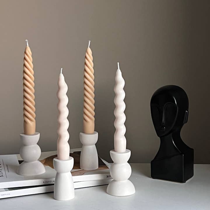 Estelle Studio - Wholesale Candle Holder - Round Jesmonite Candlestick Holder: Minimalist Table Decor1