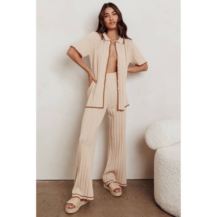 One and Only Collective - Venta al por mayor Conjuntos de top y pantalón (NO para estar en casa) - Mujer - CONJUNTO DE CAMISA Y PANTALONES DE PUNTO DE DOS PIEZAS