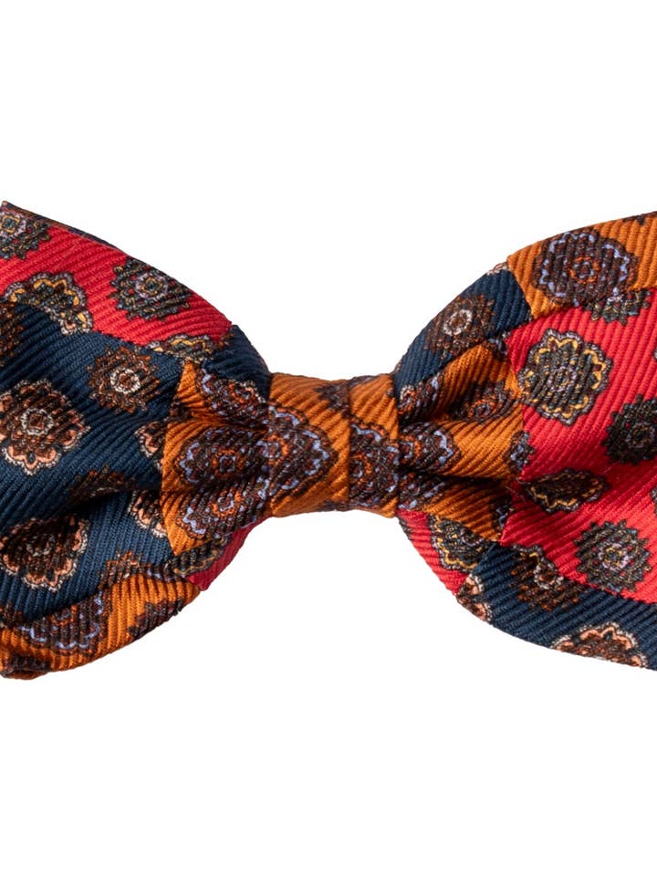 Vintage Patchwork Bow Tie Multicolor Pattern Silk Print PATCH1167 for wholesale by Graffeo Cravatte