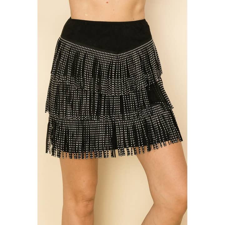 MINI-JUPE SUPERPOSÉE À FRANGES pour la vente par VOCAL