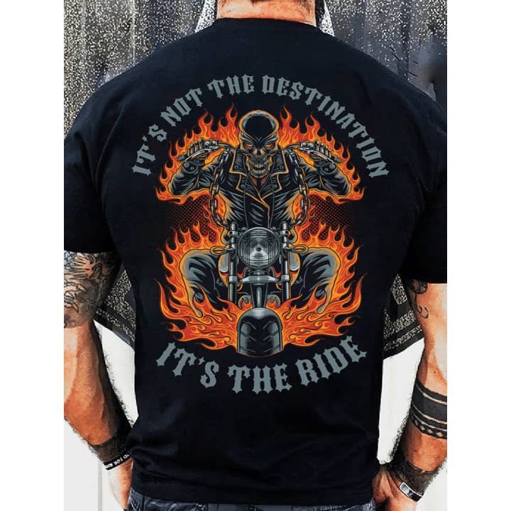 Skull Motorcycle It's The Ride Printed T-Shirt for wholesale by Tourtiwi