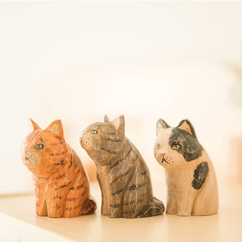 Gohobi （We cover U.S. import duties） - Wholesale Decorative Figurine - Gohobi Handcrafted Wooden Vintage Cat Ornament6