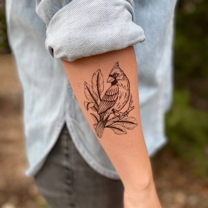 NatureTats – Tatuagem temporária por atacado – Tatuagem Temporária Cardinal Bird3