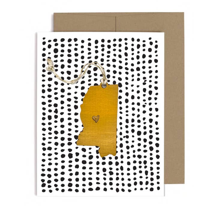 Mississippi Heart Ornament w/Card for wholesale by SnowMade