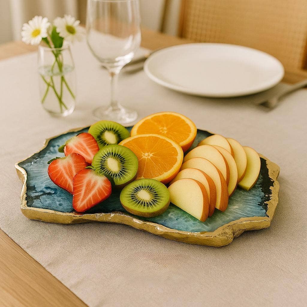 Serein Wellness - Wholesale Cheese Board - Blue Agate Cheese Board 11x7" Crystal Platter Tray5
