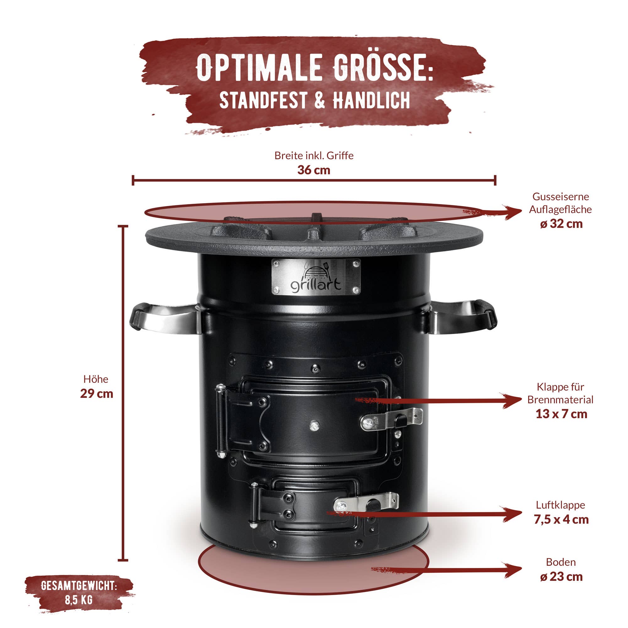 grillart® - Vente Outil de gril pour l'extérieur - grillart® Poêle fusée « Powertrain I » avec sac de transport orange/noir9