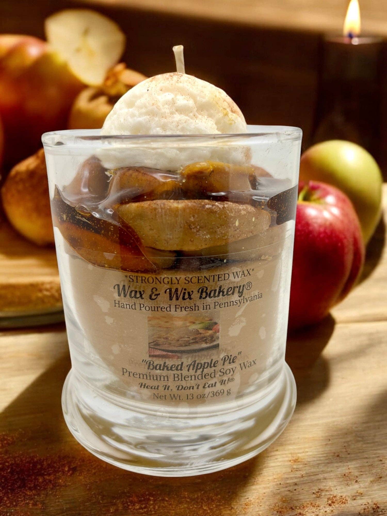 Wax and Wix Bakery® - Wholesale Jar/Filled Candle - Baked Apple Pie Candle. 13 oz. Large Soy Dessert Candle4
