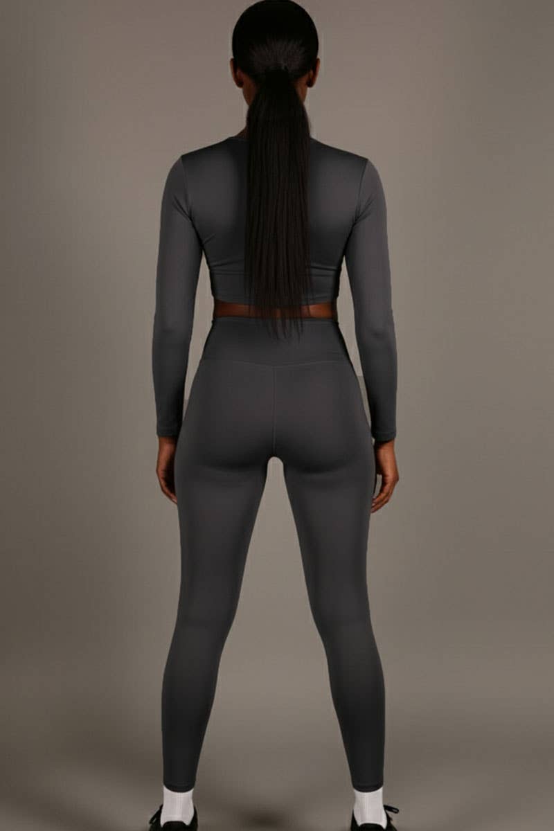 CAPELLA APPAREL - Wholesale Activewear Set - Women's - Long Sleeve Crop Top & High Waist Leggings Activewear Set7