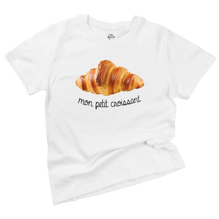 Spunky Stork – Großhandel T-Shirt mit Siebdruck – Kinder – Mon Petit Croissant Französisches Baby Kleinkind Shirt aus Bio-Baumwolle