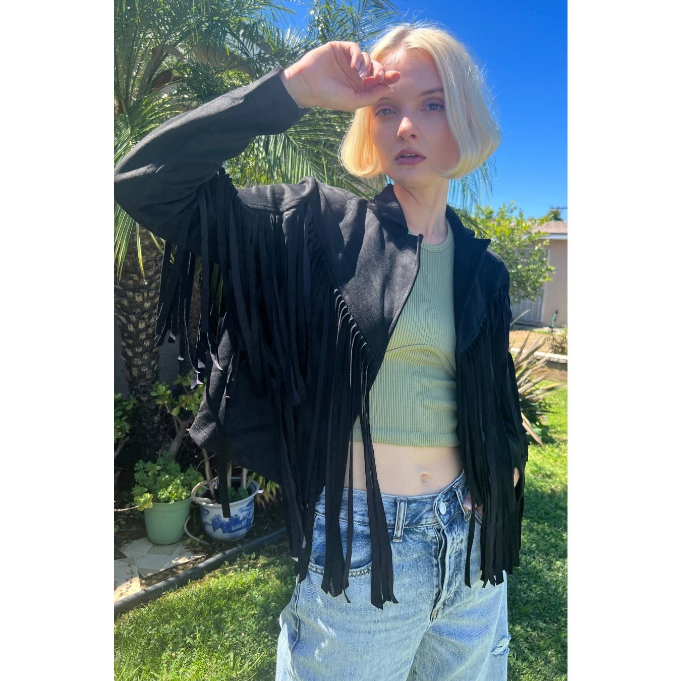 Mapcie - Wholesale Jacket - Women's - SUEDE JACEKT WITH FRINGE DETAIL5