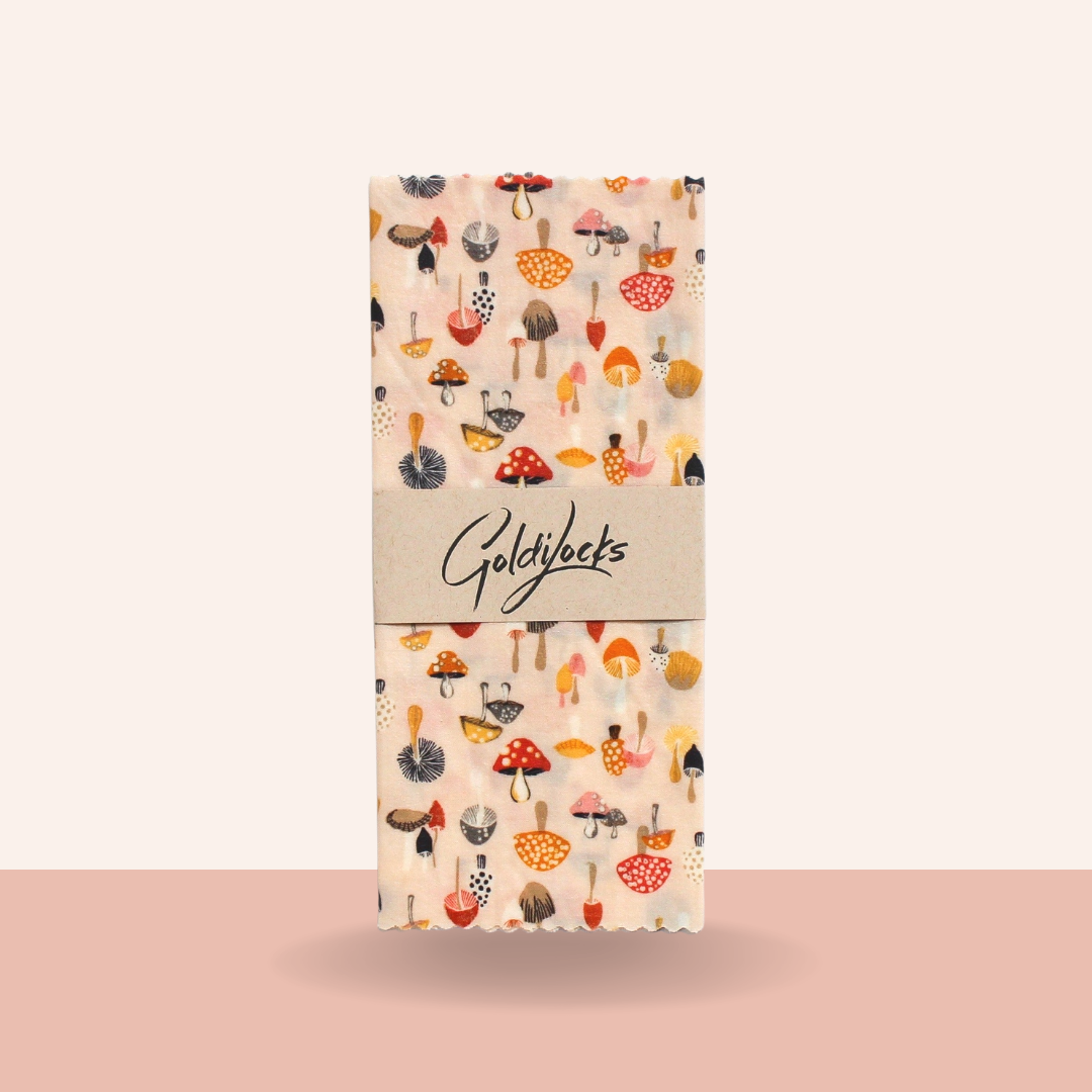 Goldilocks Goods - Wholesale Food Storage Wrap/Bag - Reusable Beeswax Food Wraps: Mushrooms Single Medium5