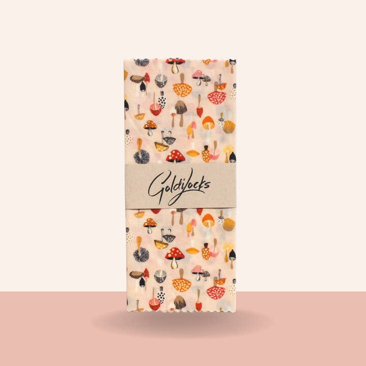 Goldilocks Goods - Wholesale Food Storage Wrap/Bag - Reusable Beeswax Food Wraps: Mushrooms Single Medium5