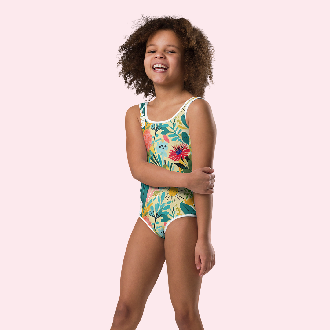 Enveloped - Wholesale One Piece Swimsuit - Kids - Rêve Multicolor Girl's Swimsuit2