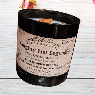 Naughty List Legend - Christmas Soy Candle 9oz for wholesale by Spill the Tea Sis Apothecary