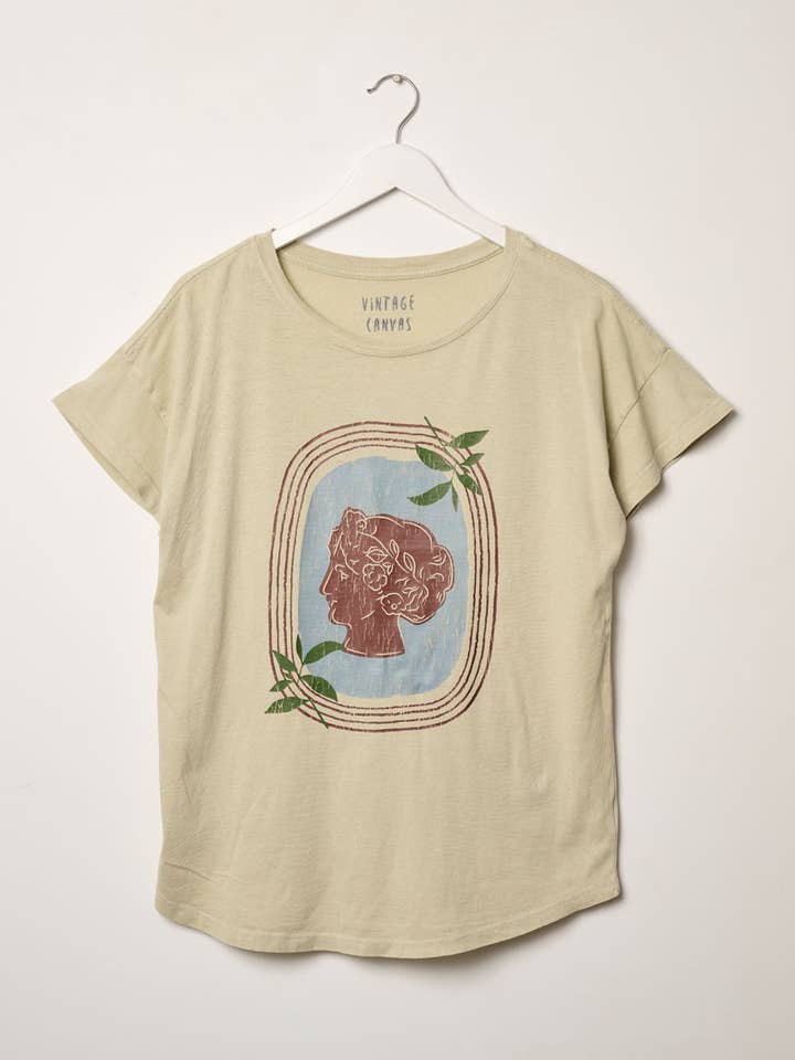 Ancient Greek Woman Vintage-Wash Graphic Tee for wholesale by Promesa USA