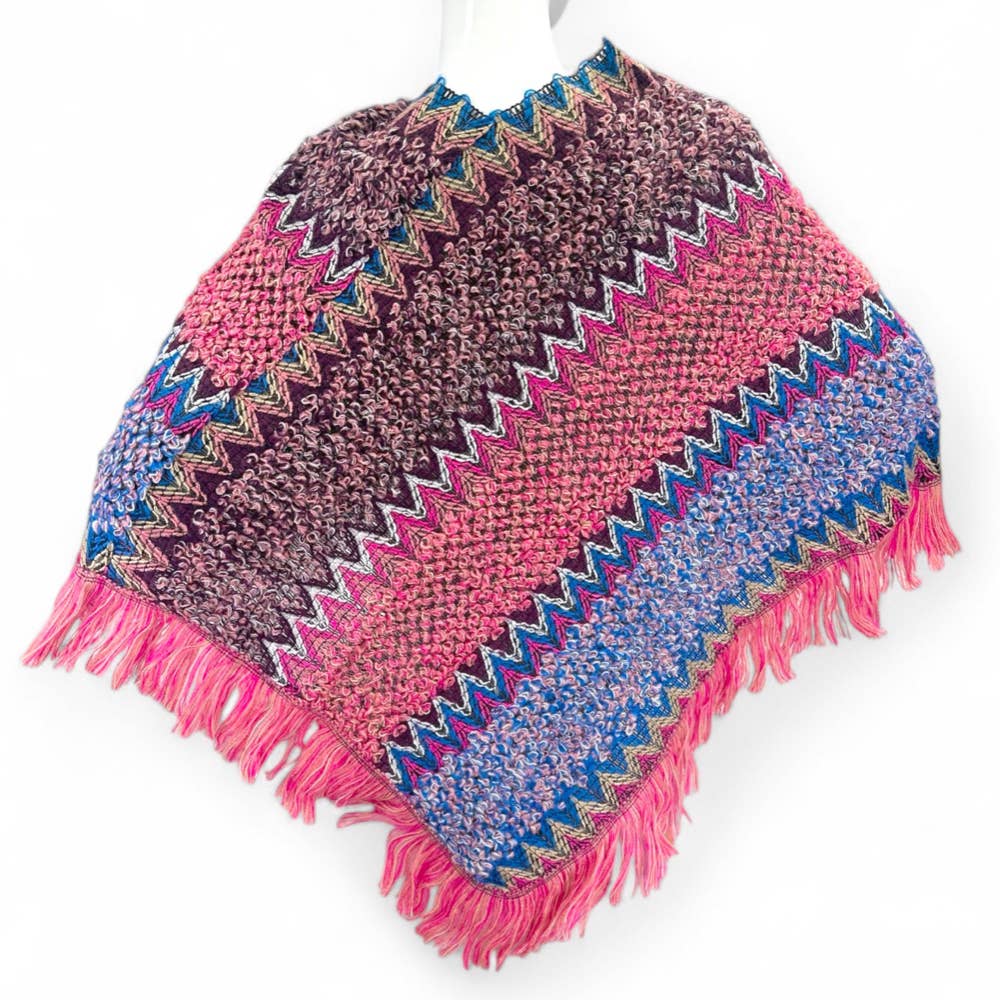 FUCHSIA PONCHO RUANA CAPE WRAP KNIT OVERCOAT -  #35 for wholesale on Faire2