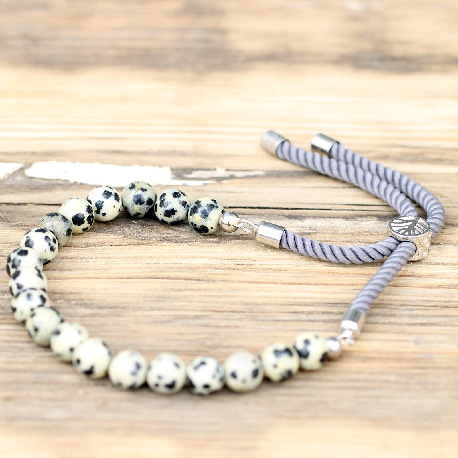 AWGifts Europe - Wholesale Beaded Bracelet - Silver Plated Gemstone Charcoal String Bracelet - Jasper3