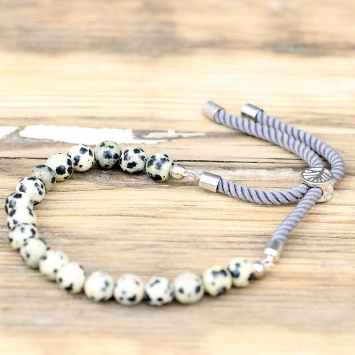 AWGifts Europe - Wholesale Beaded Bracelet - Silver Plated Gemstone Charcoal String Bracelet - Jasper3