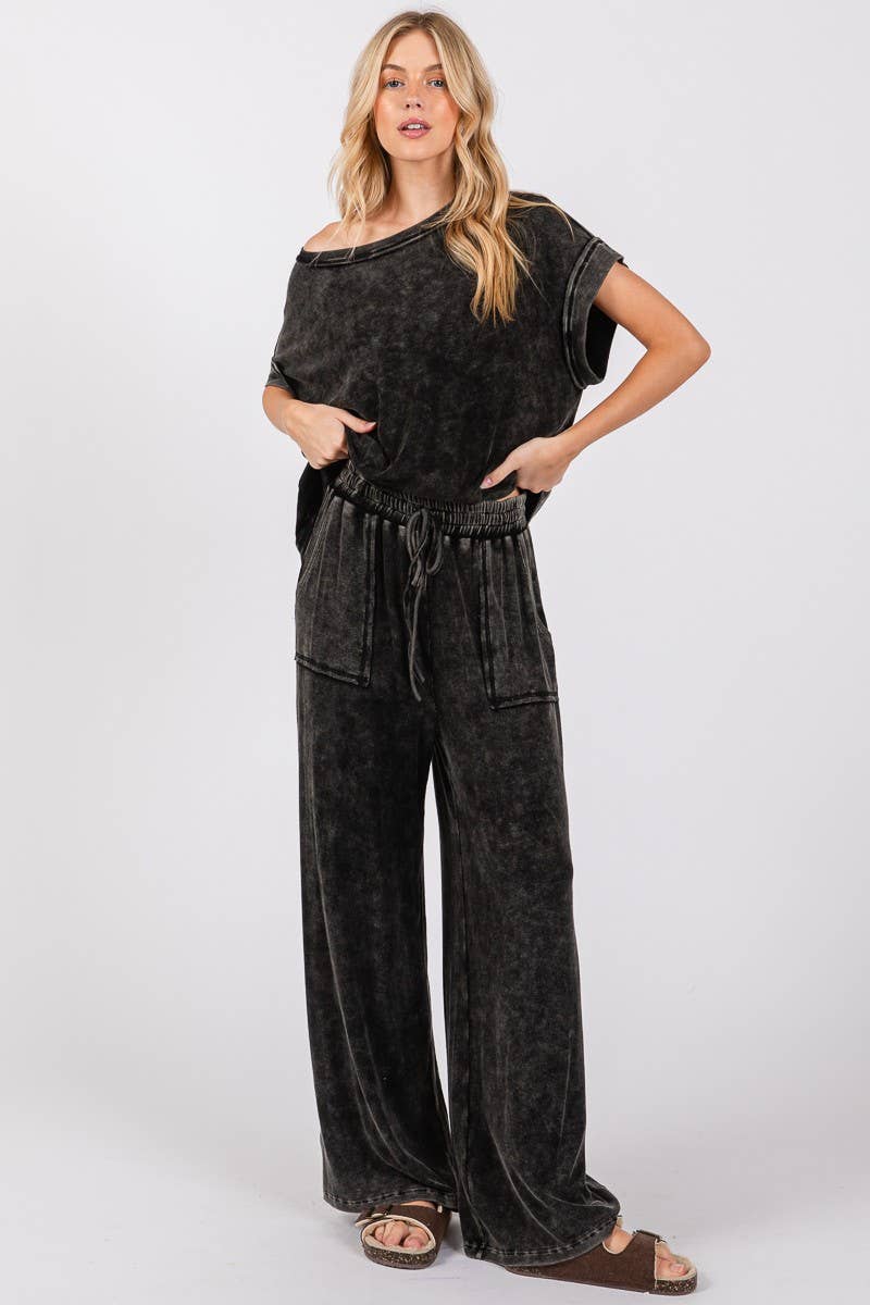 Sewn and Seen - Wholesale Lounge Set - Women's - MINERAL WASHED TOP AND PANTS RIB SETS12