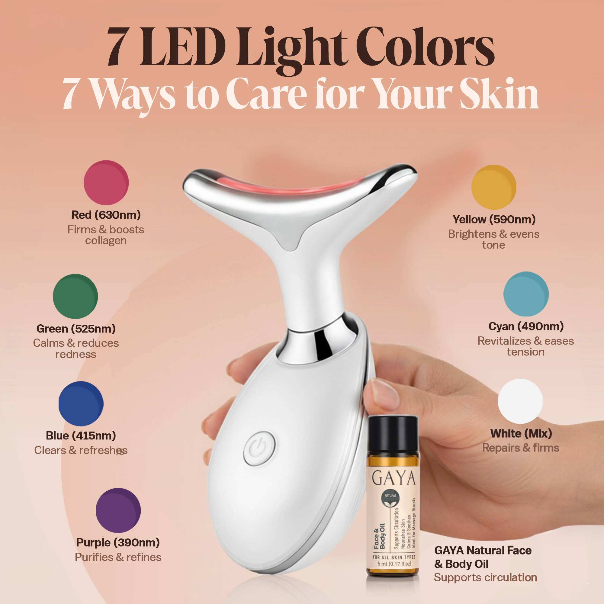 GAYA - Venta al por mayor Aparatos de estética - Varita de Belleza 7 en 1 con Terapia de Luz Roja – Levanta, Ilumina y Suaviza1