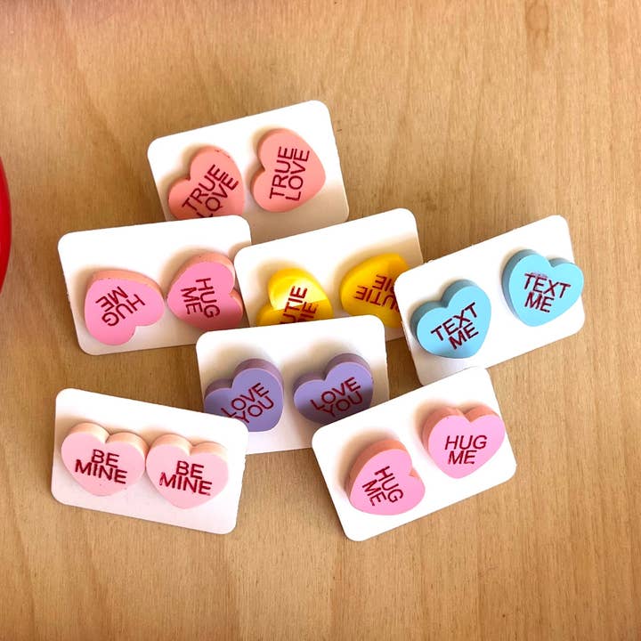 Sweet Home Creative Co. - Wholesale Stud/Post Earrings - Conversation heart studs0