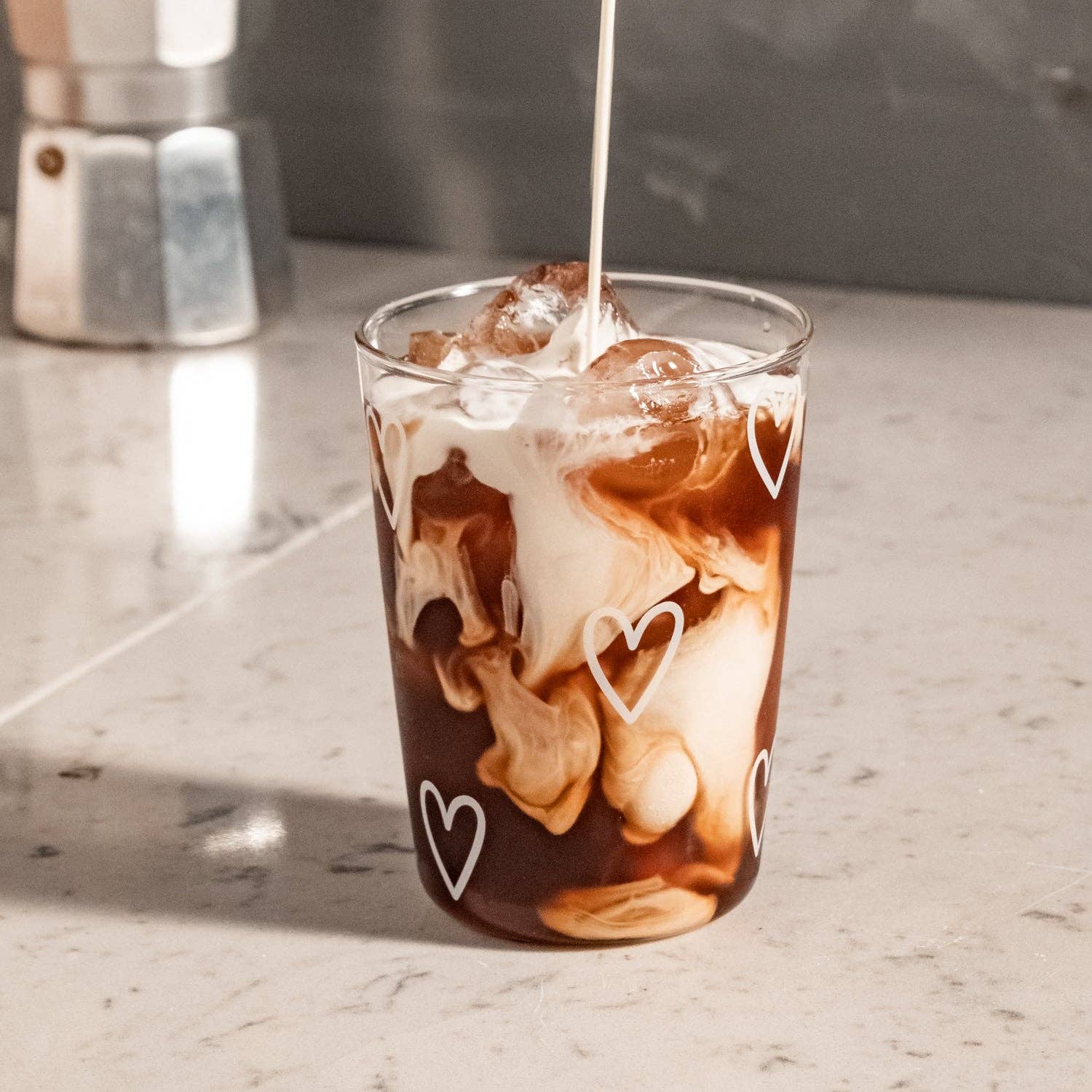 Eulenschnitt - Wholesale Drinking Glass/Cup - Drinking glass hearts white (VE = 6 pcs)1