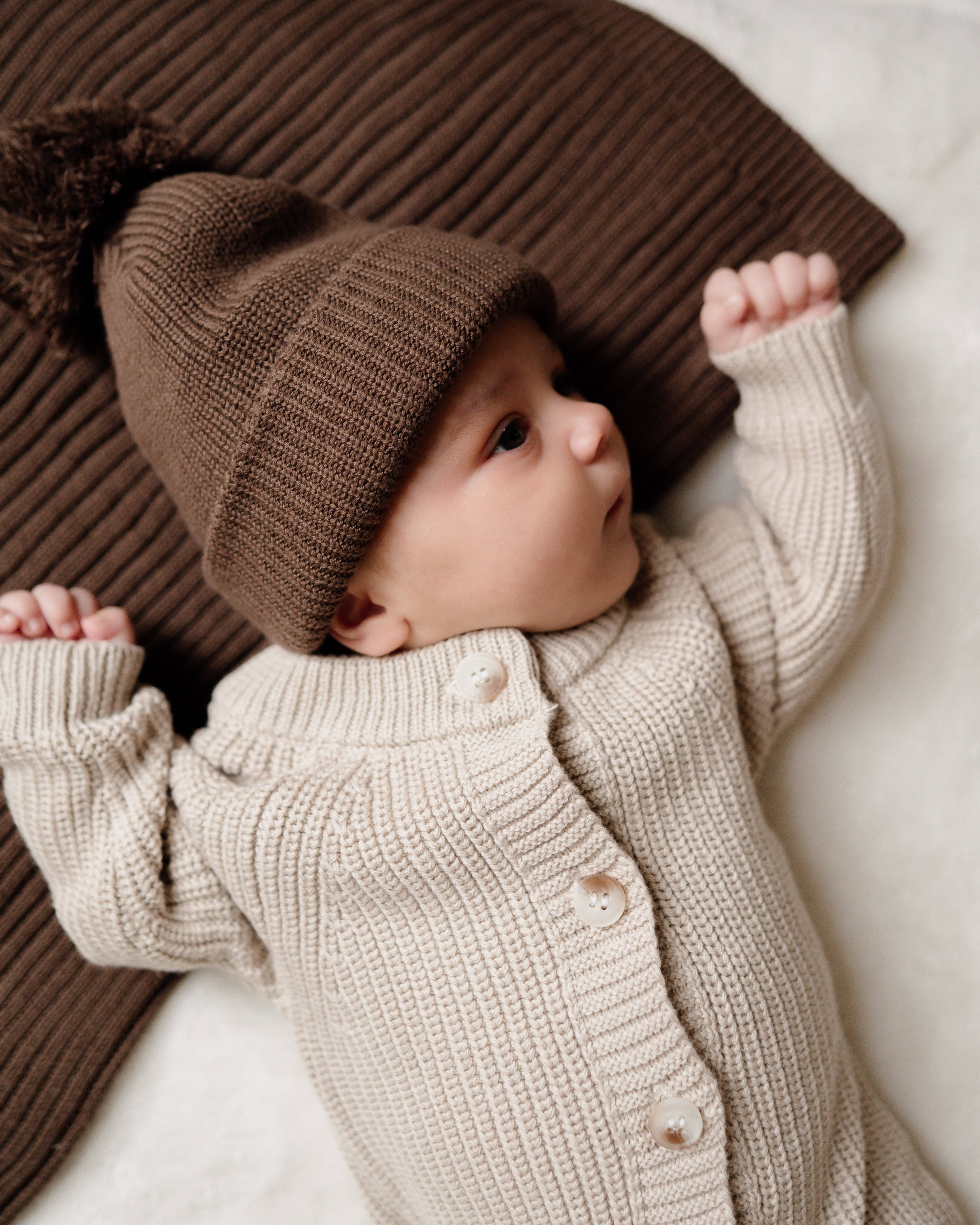 Pine Kids - Wholesale Newborn/Knit Hat - Baby - Knit Pom Hat - Chocolate0