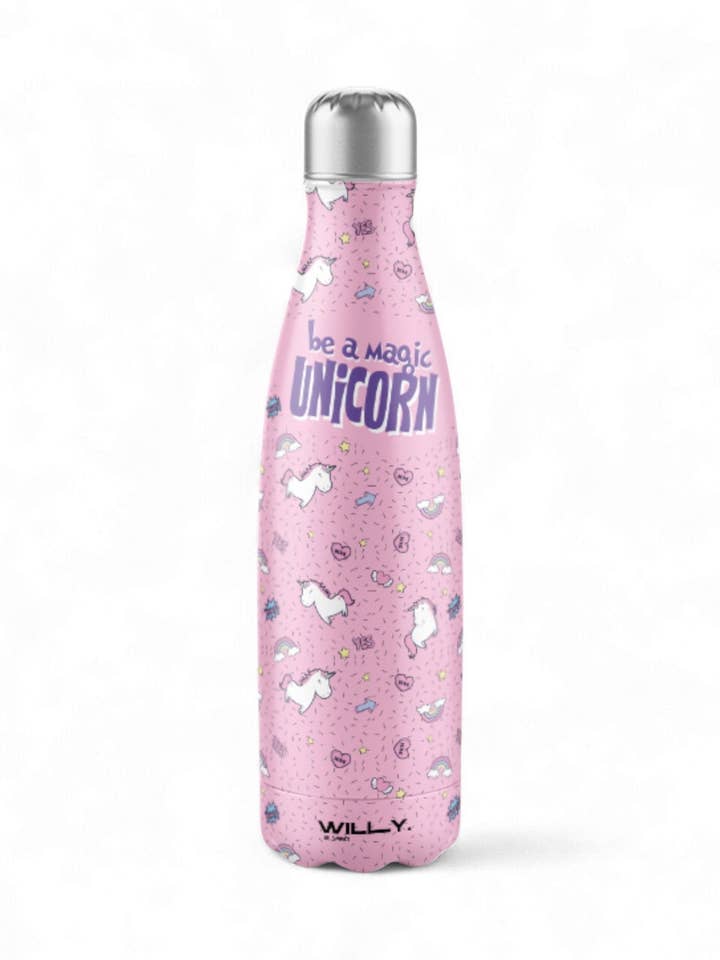 GARRAFA DE AÇO UNICÓRNIO 500ML por atacado de Willy be Smart