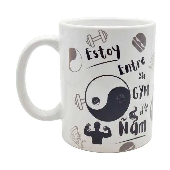 Caneca Divertida "Estou entre o ginásio e o nham" por atacado de Happy Vibes