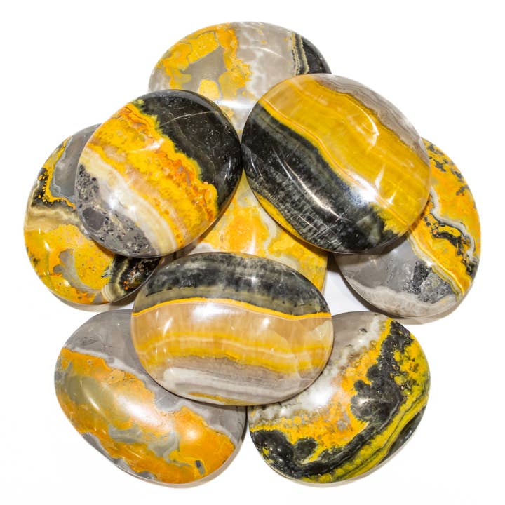 Quasar Gems USA - Wholesale Spiritual Stone/Crystal - Bumble Bee Jasper Pillows Palm Stone (Individual)3
