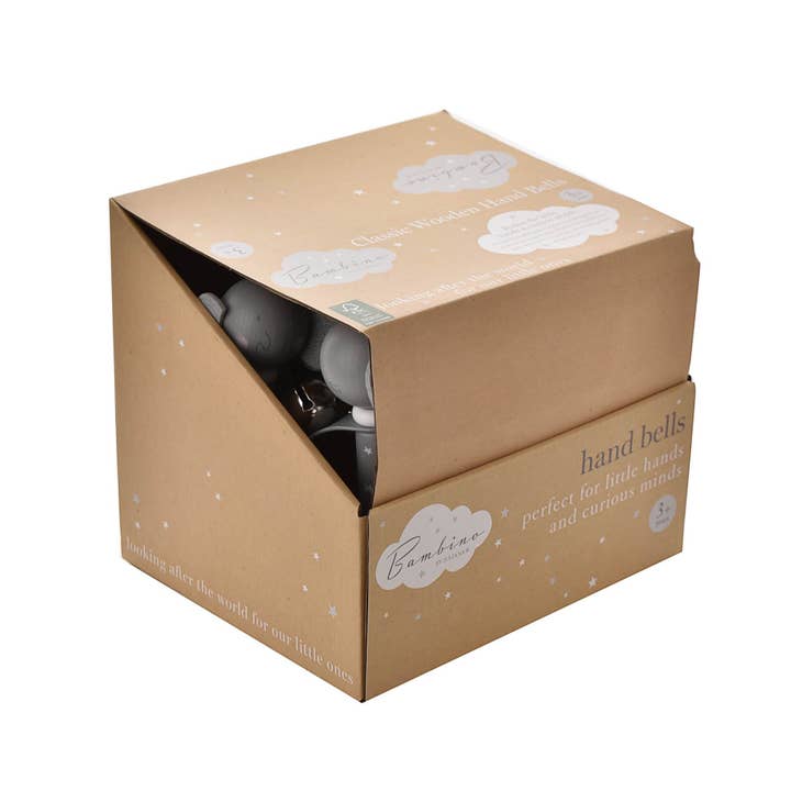 WIDDOP and Co. US - Wholesale Learning Cards - Kids & Baby - **ASTD MULTI 12** Bambino Toy Wooden Handbells CDU 3 designs10