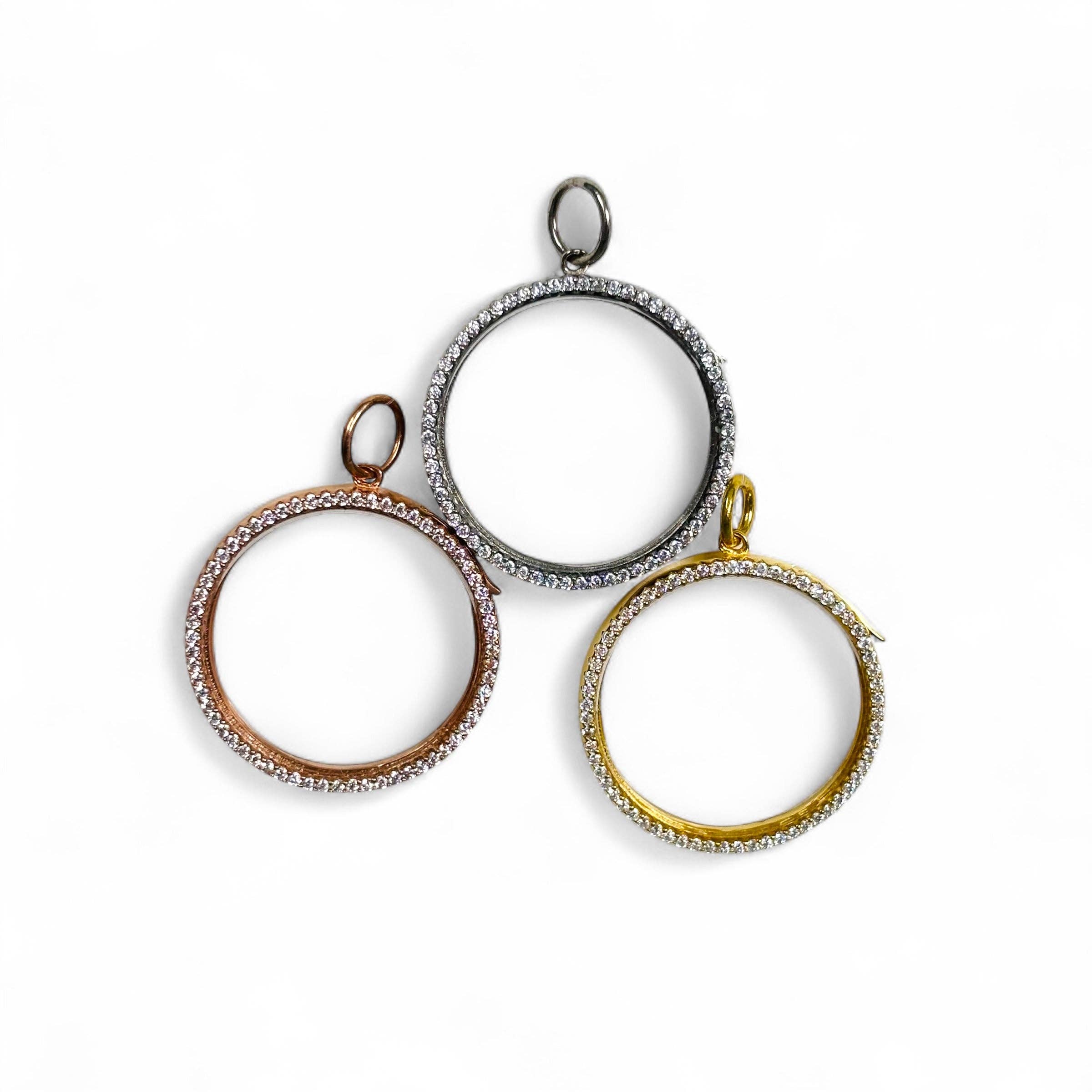 LB Beadz - Wholesale Locket Necklace - Small Floating Pave Charm Locket13