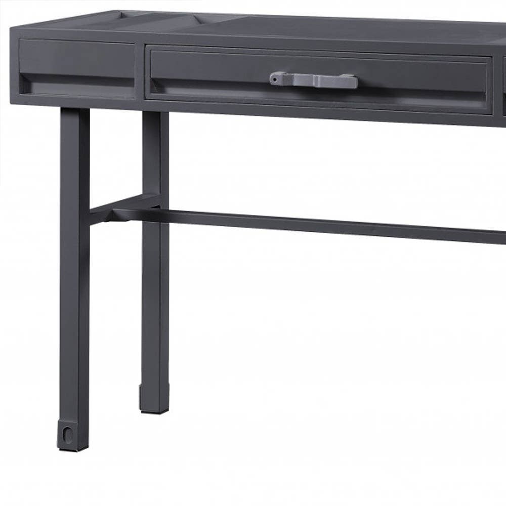 HomeRoots - Wholesale Console Table - 47" Gunmetal Iron And Wood Vanity Table5