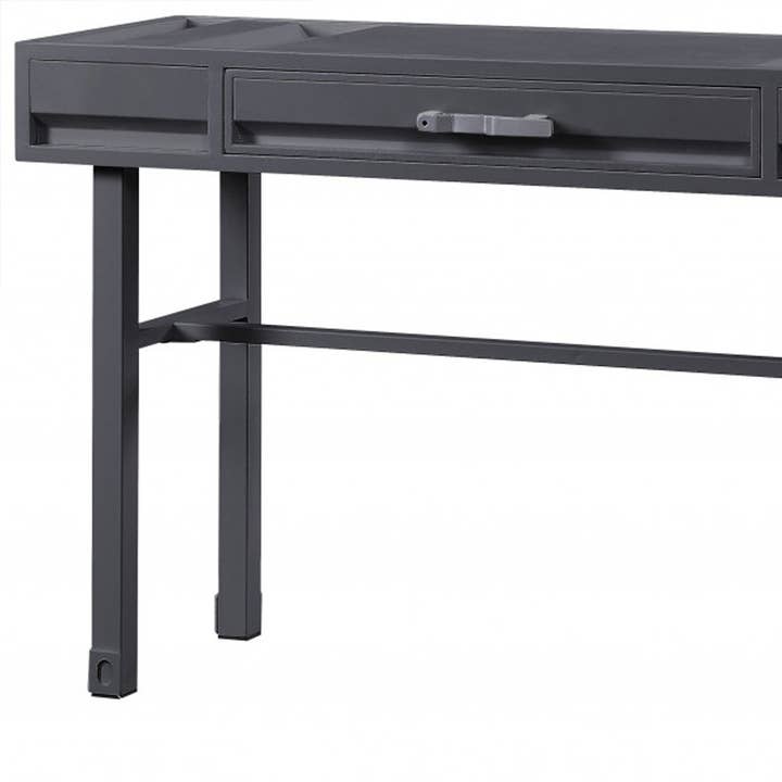 HomeRoots - Wholesale Console Table - 47" Gunmetal Iron And Wood Vanity Table5