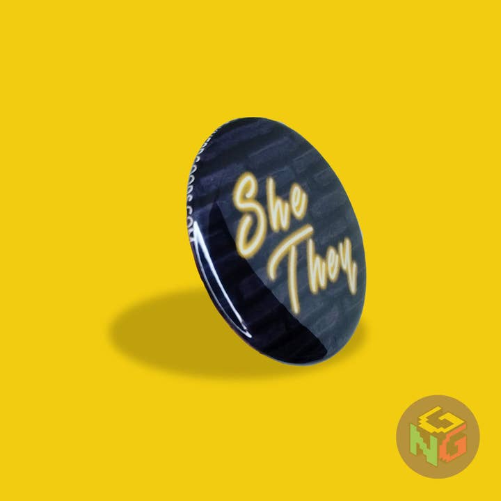 Gay Nerd Goods - Wholesale Lapel Pin/Button - New Neon Pronoun Buttons