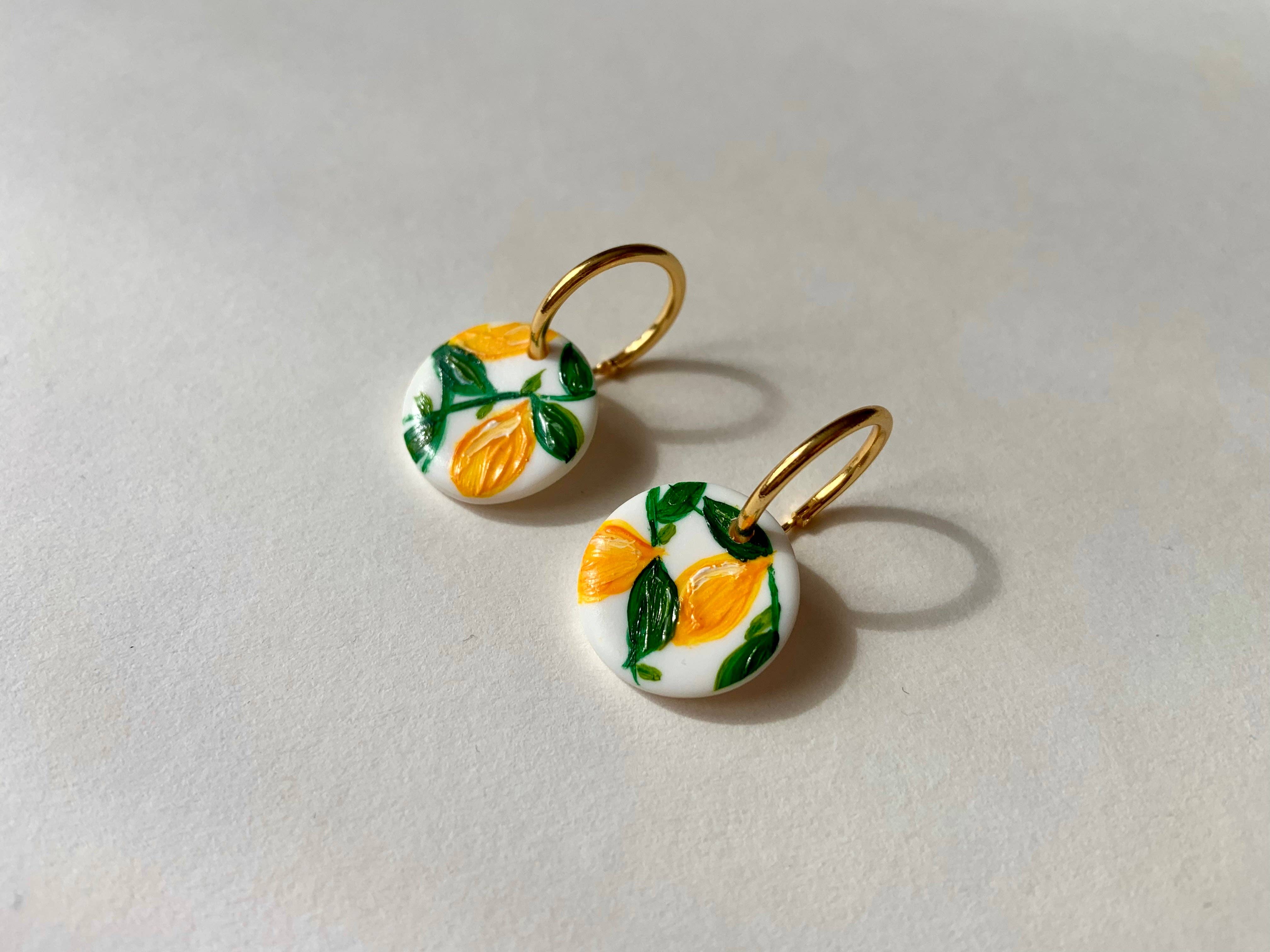 Honey and Incense – wholesale Dangle earrings – Amalfi Lemon Hand-Painted Earrings4