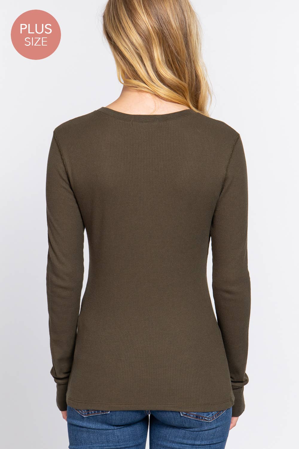 Active Basic | Active USA - Wholesale Knit Top - Women's - [PLUS SIZE] Long Sleeve Crew Neck Thermal Knit Top20