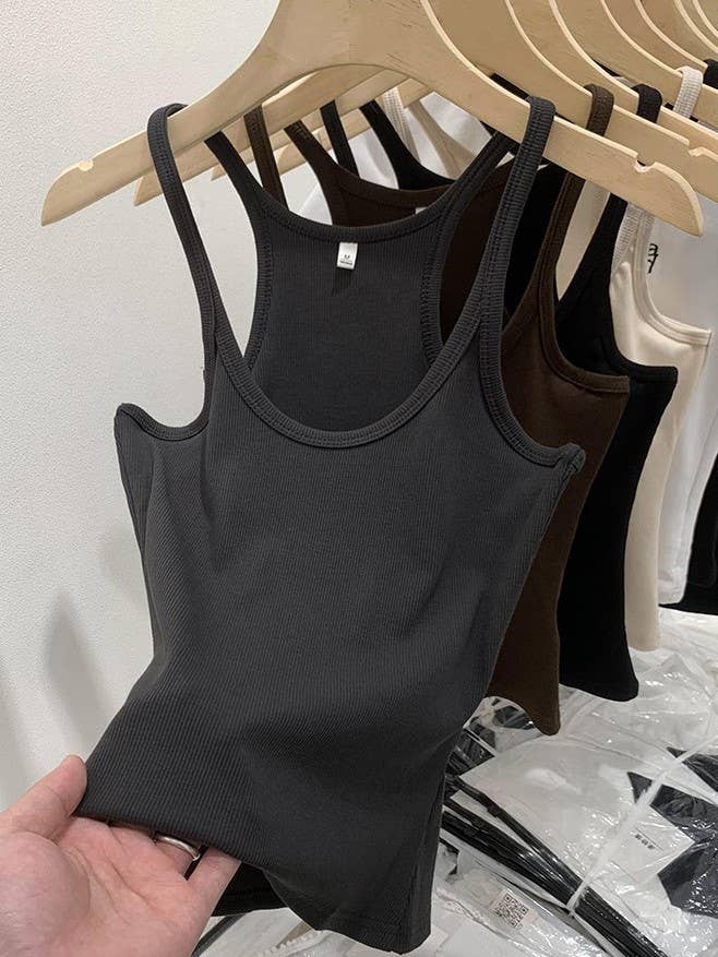 Rosa Clothing - Wholesale Tank Top - Women's - 2025 summer Basic daily rib fitted Racerback tank top11