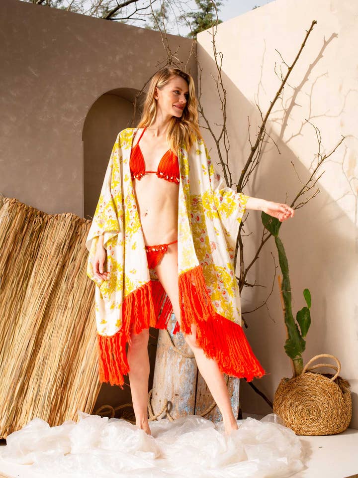 Selina Tasseled Kimono por atacado de The Beach