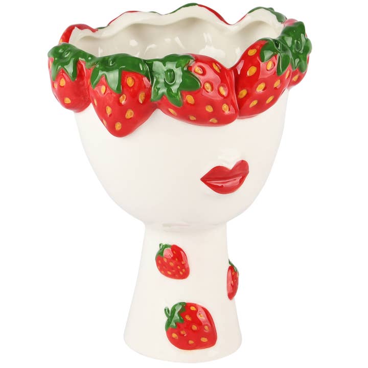 Blomkruka i keramik med jordgubbstema, 13x12x16 cm för wholesale av Dekoratief