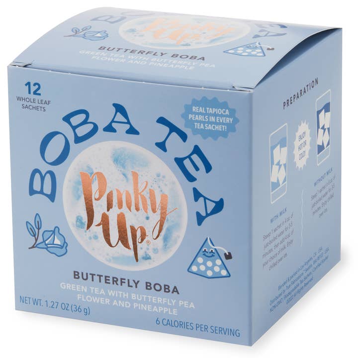 Pinky Up - Wholesale Tea Bags - Boba Tea - Butterfly - Box of 12 Wrapped Pyramid Sachets
