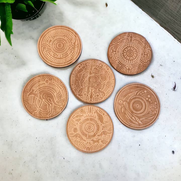 Set di 6 sottobicchieri con motivi aborigeni, regalo perfetto per la vendita all'ingrosso da parte di Studio Rima